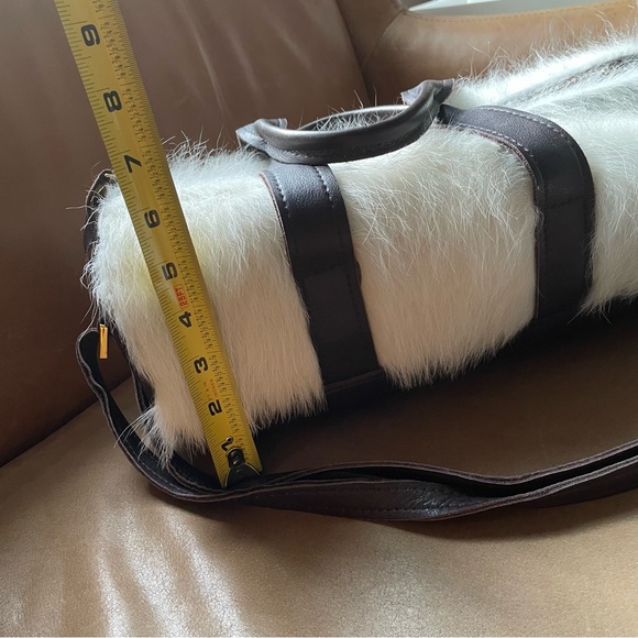 Bonnie Martin calf hair pony hair leather barrel bag 90s Y2K white brown vintage - Picture 10 of 12